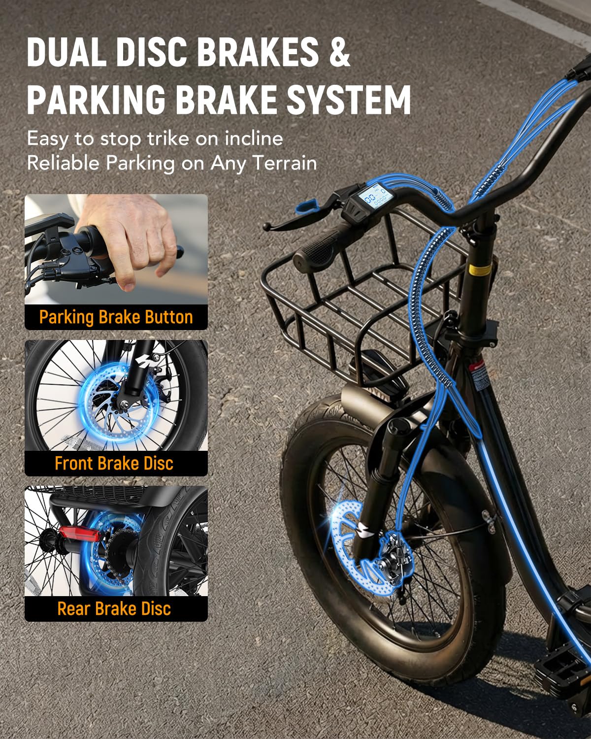Electric Tricycle for Adults, 18"x3.0" Folding Step-Thru E Trike with 1200W Brushless Motor 48V 499.2Wh Removable Battery Q5131