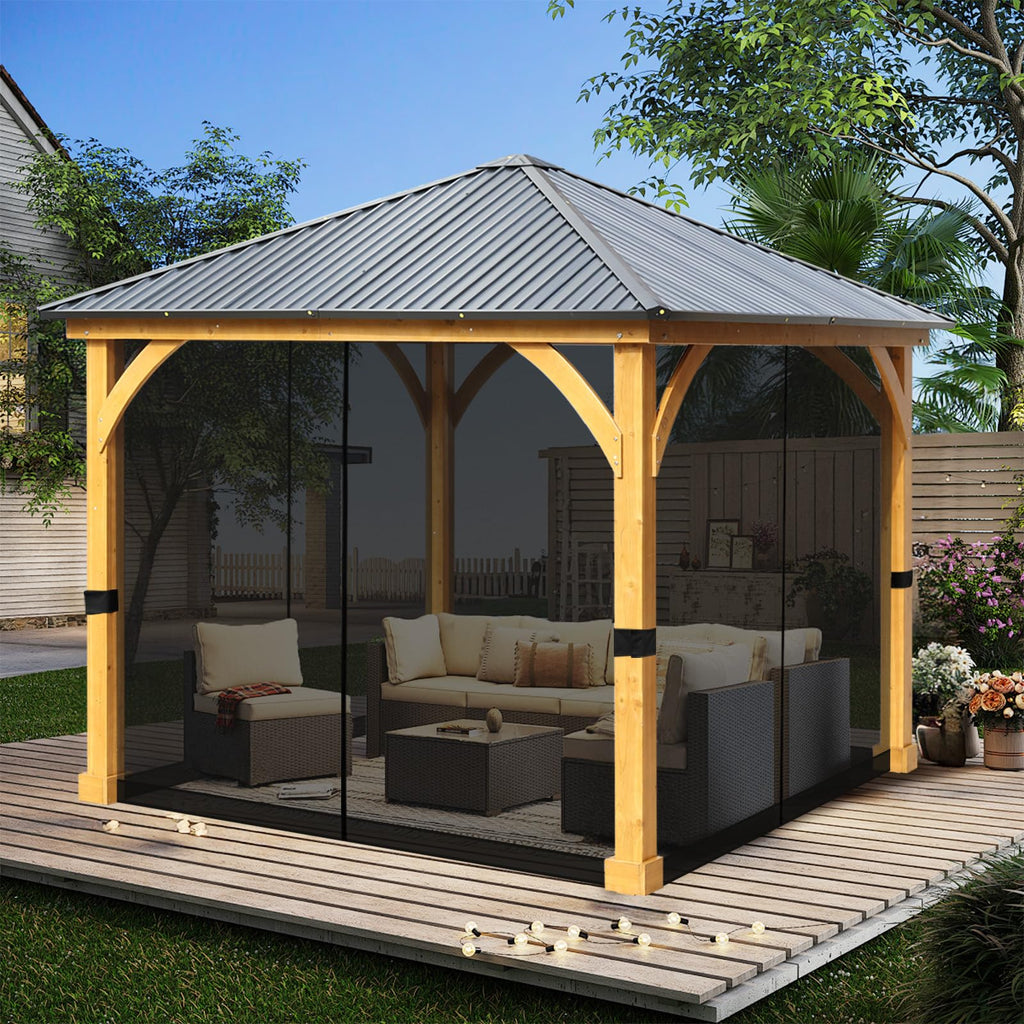 10' x 10' Black Gazebo Netting Screen Replacement L860