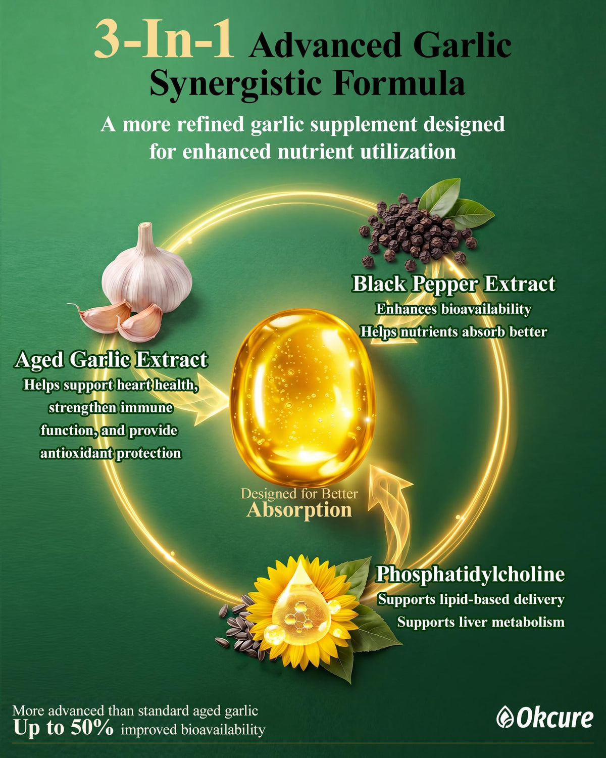 Odorless Garlic Supplement, 300 Softgels H14449