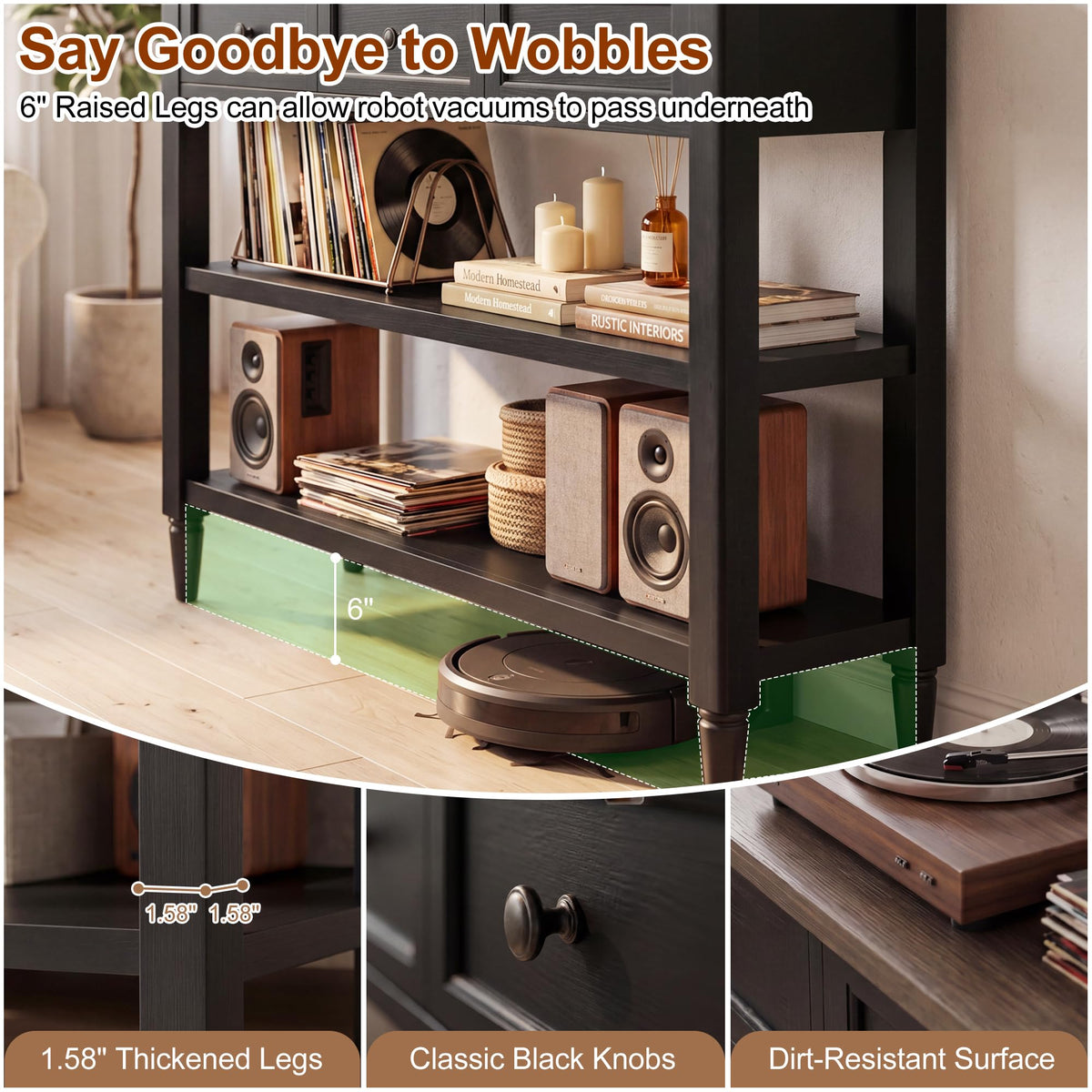 43" Narrow Console Table with 3 Drawers and 2 Shelves J40031