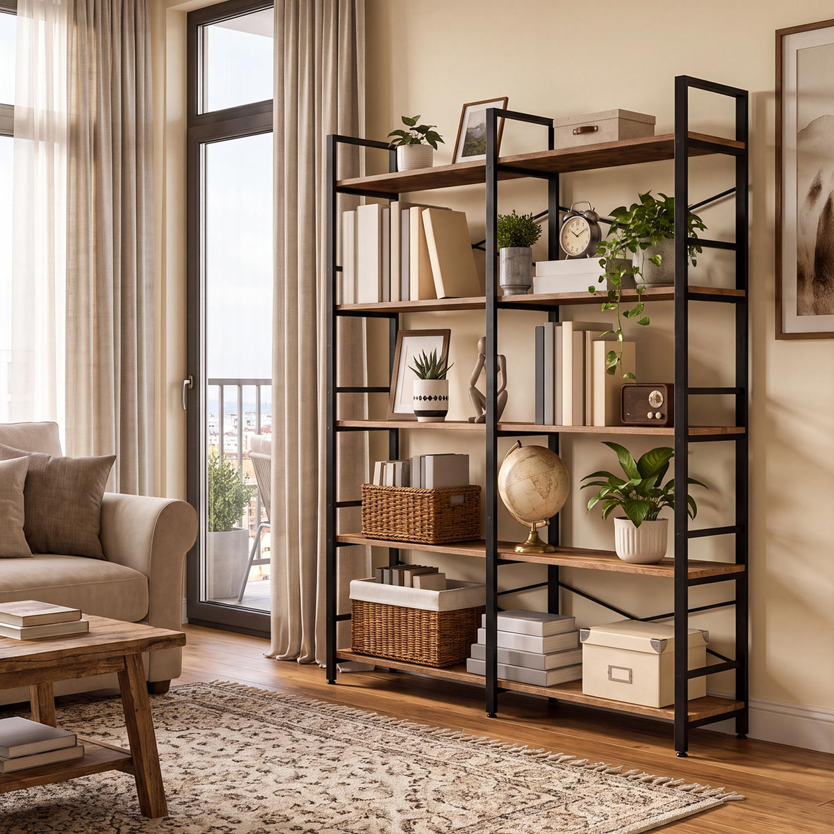 5 Tier Bookshelf with 10 Open Shelves R9181