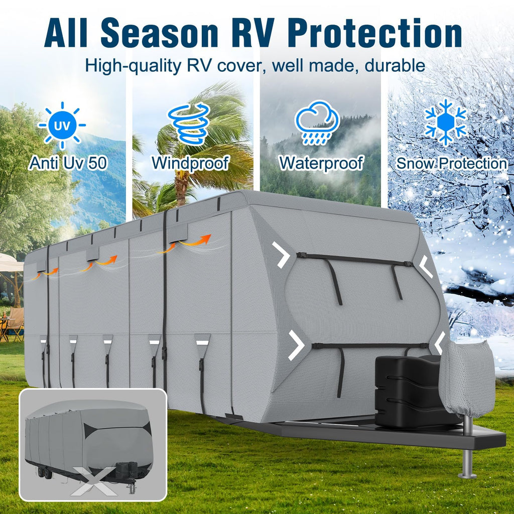 16-18ft Heavy Duty Waterproof RV Cover with Tire Cover F244