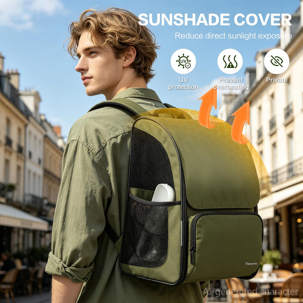 Green Expandable Cat Backpack Carrier W911956
