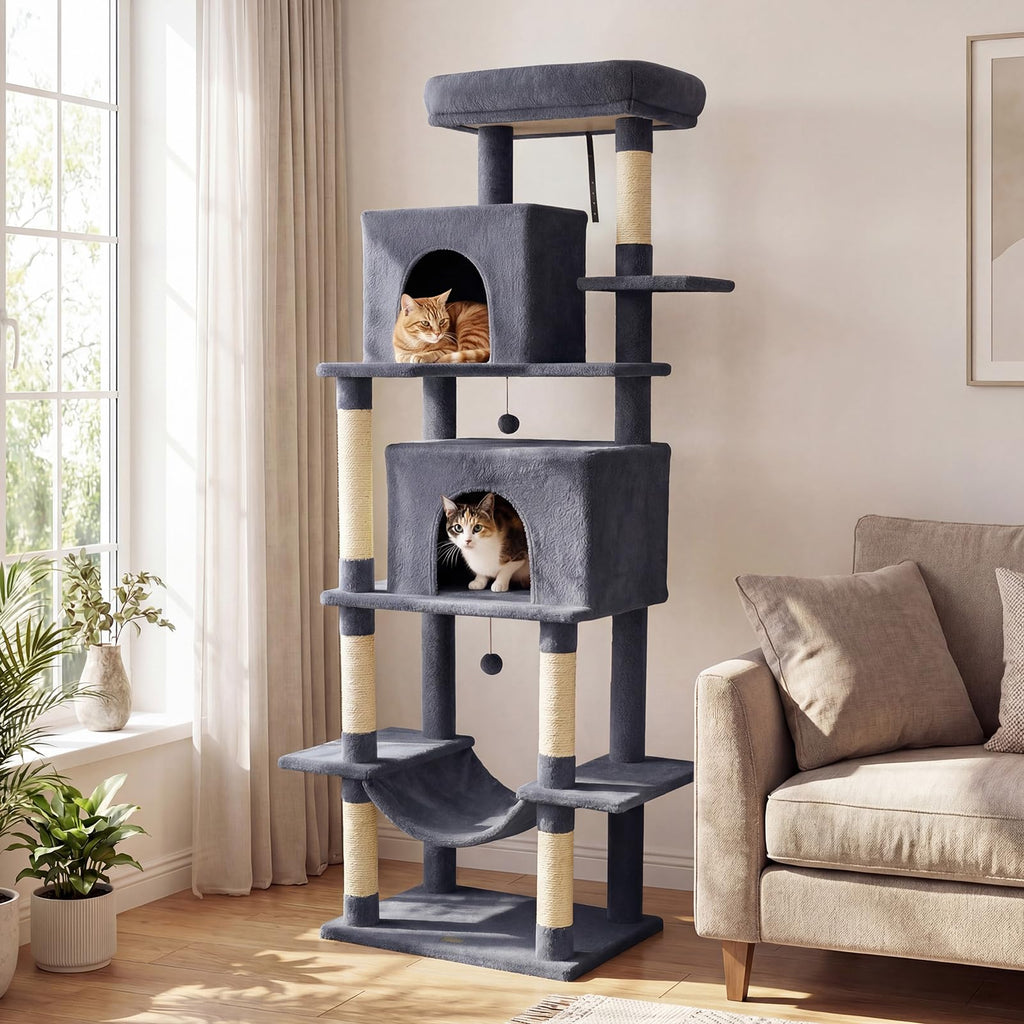 70-inch Multi-Level Cat Tree with Condos and Hammock U263