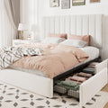 White Velvet Queen Size Storage Bed Frame with 4 Underbed Drawers C170920