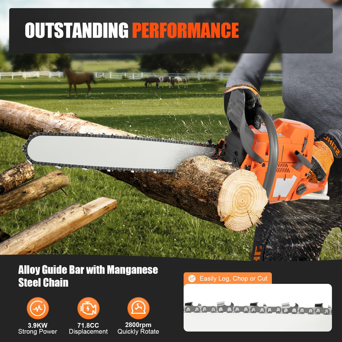 71.8CC 24inch 2-Stroke Gas Chainsaw F7623