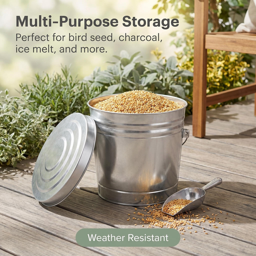 Galvanized Steel 6 Gallon Trash Can with Locking Lid G346