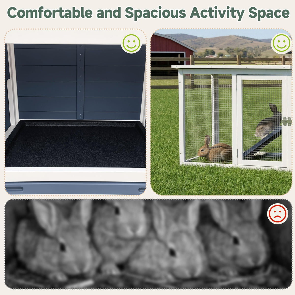Wooden Rabbit Hutch with Pull-Out Cleaning Tray R85763