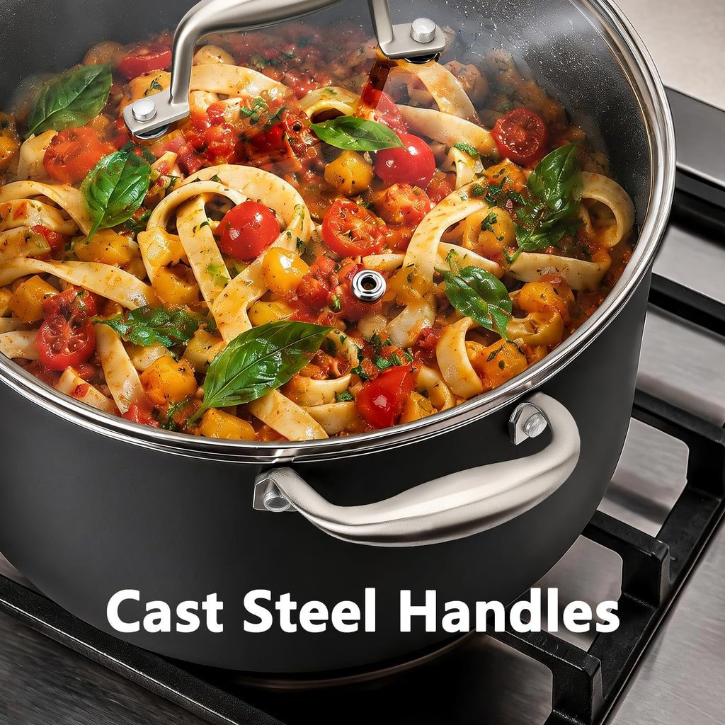 16QT Nonstick Ceramic Stock Pot with Tempered Glass Lid N66314