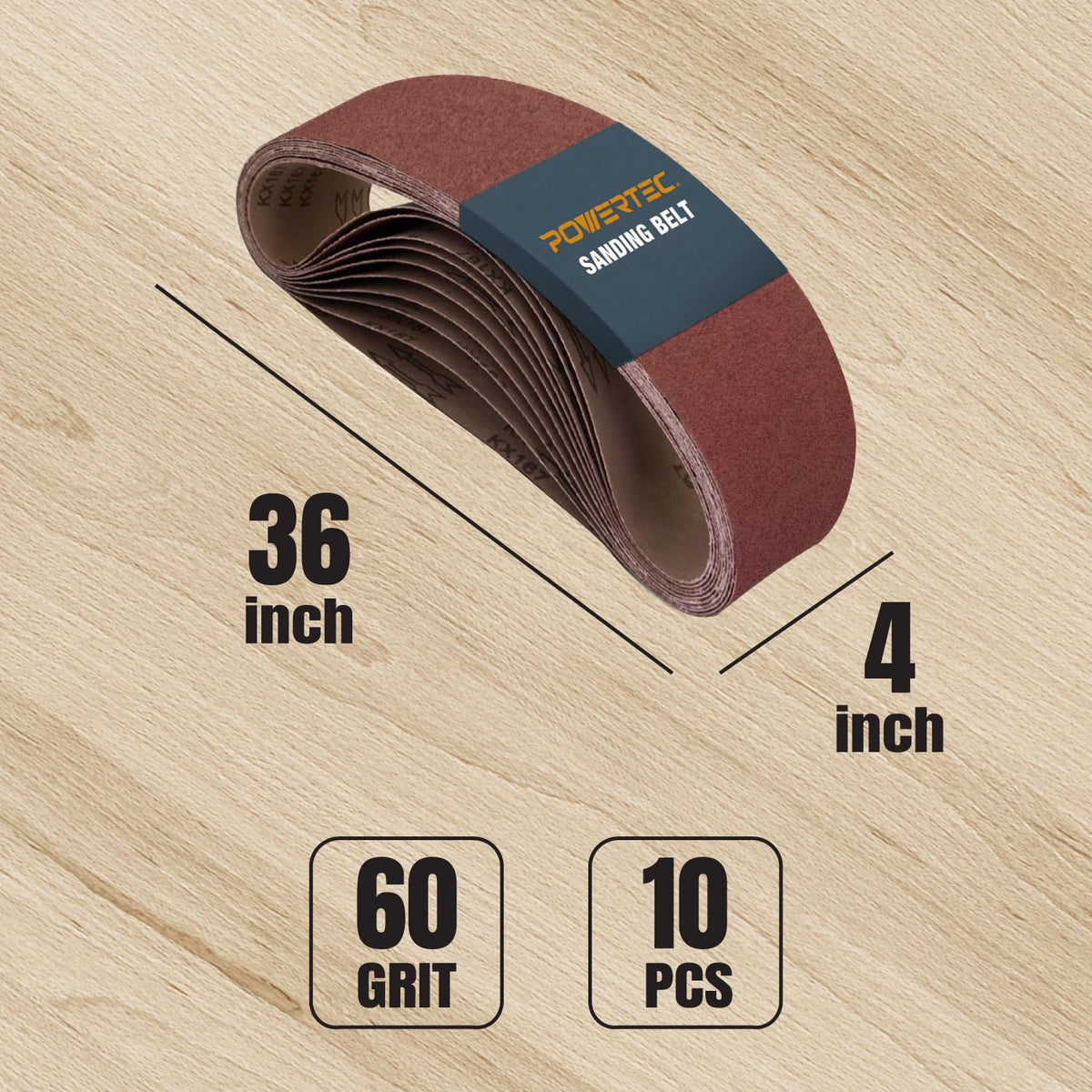 4 x 36 Inch 60 Grit Aluminum Oxide Sanding Belts E635