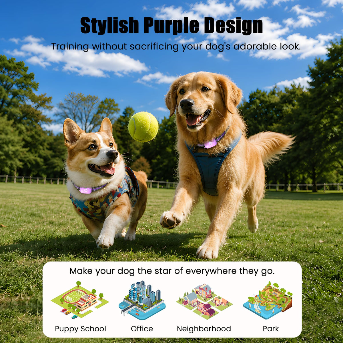 Dog Training Collar with Remote Purple I691