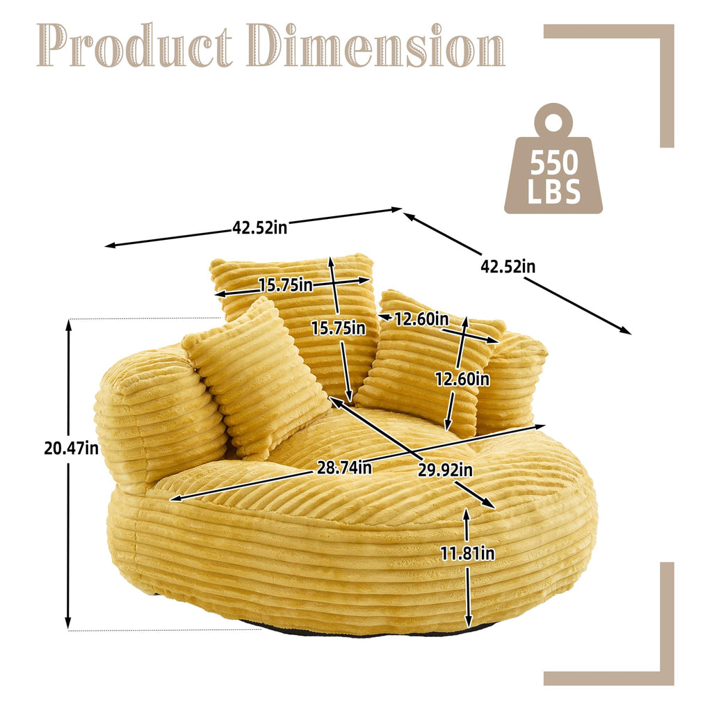 Oversized Mustard Yellow Bean Bag Chair G97245