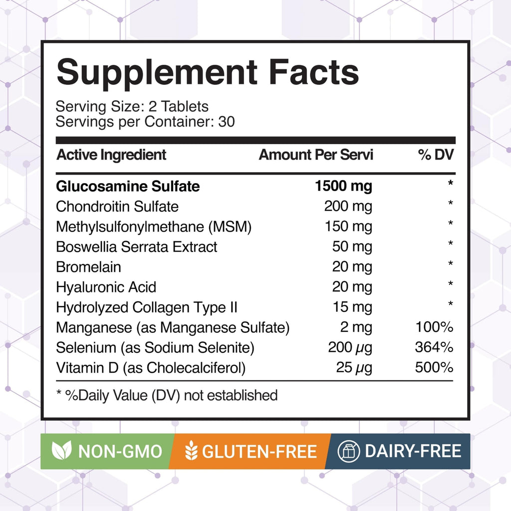 Glucosamine Chondroitin MSM Dietary Supplement 60 Tablets H8563