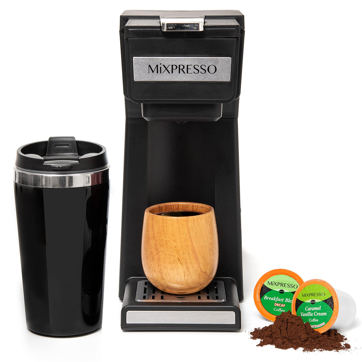Single Serve Coffee Maker with 14oz Travel Mug & Reusable Filter Q935181