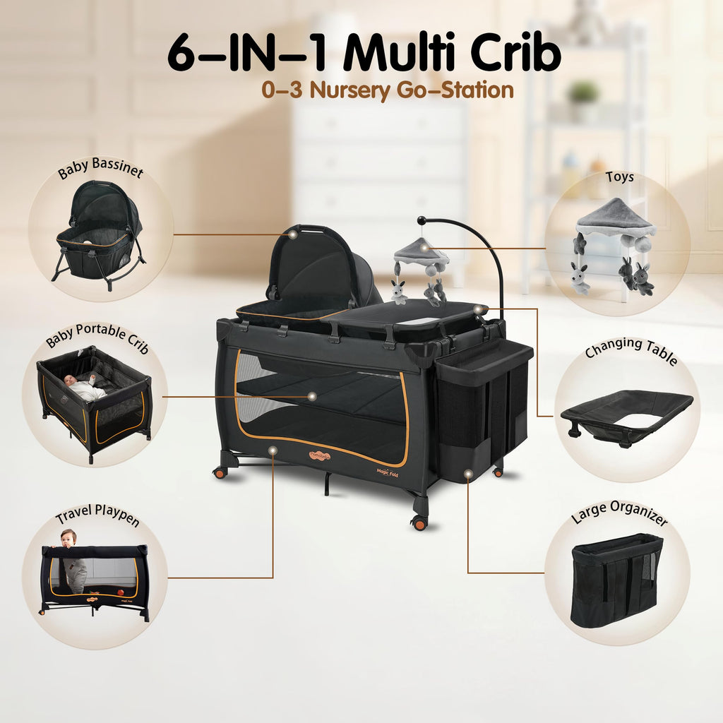 6 in 1 Baby Pack and Play with Bassinet and Changing Table K121859
