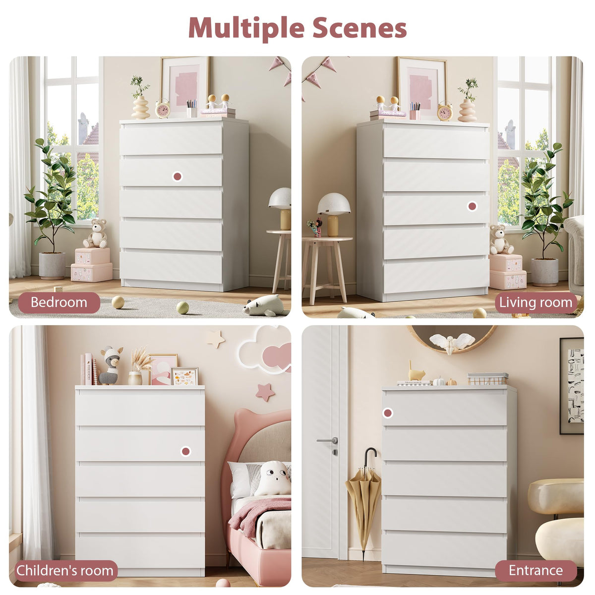 White 5 Drawer Dresser Chest of Drawers S36633