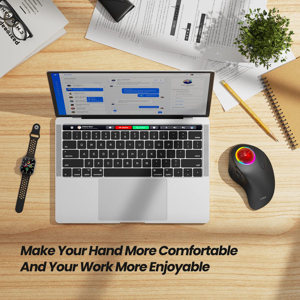 Wireless Ergonomic RGB Trackball Mouse Y423