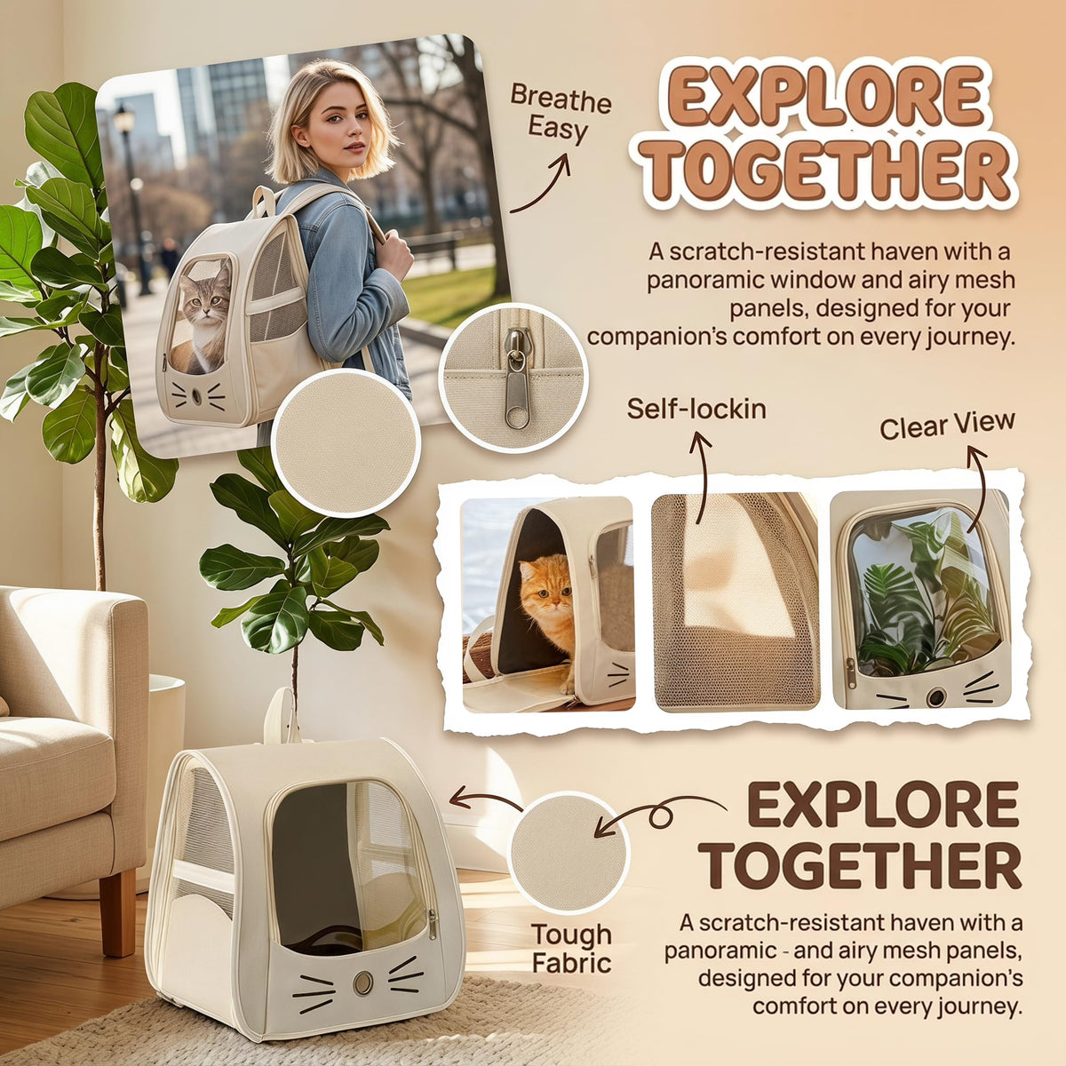 Cat Carrier Backpack, 13.8 Inches X729