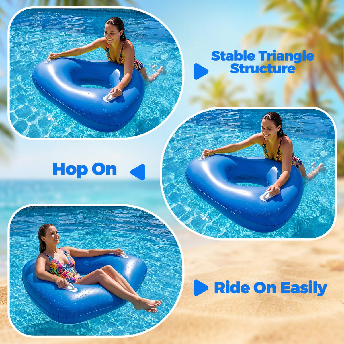 44" Large Triangular Inflatable Pool Float Tube E555