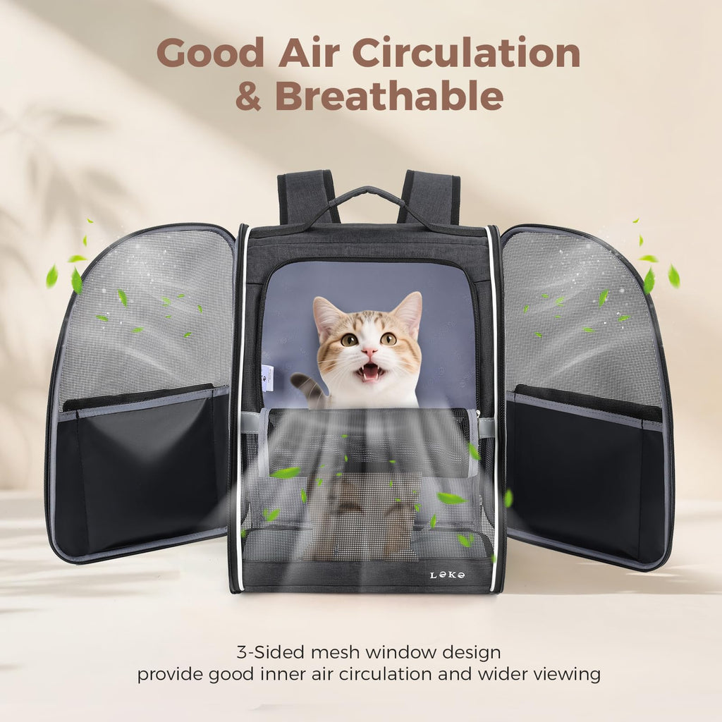 Dog Carrier Backpack for Small Medium Dogs Cats up to 18 lbs, Breathable Pet Backpack Carrier with 3 Entrances K94585