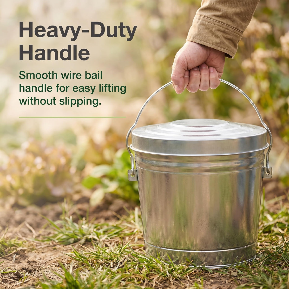 Galvanized Steel 6 Gallon Trash Can with Locking Lid G346