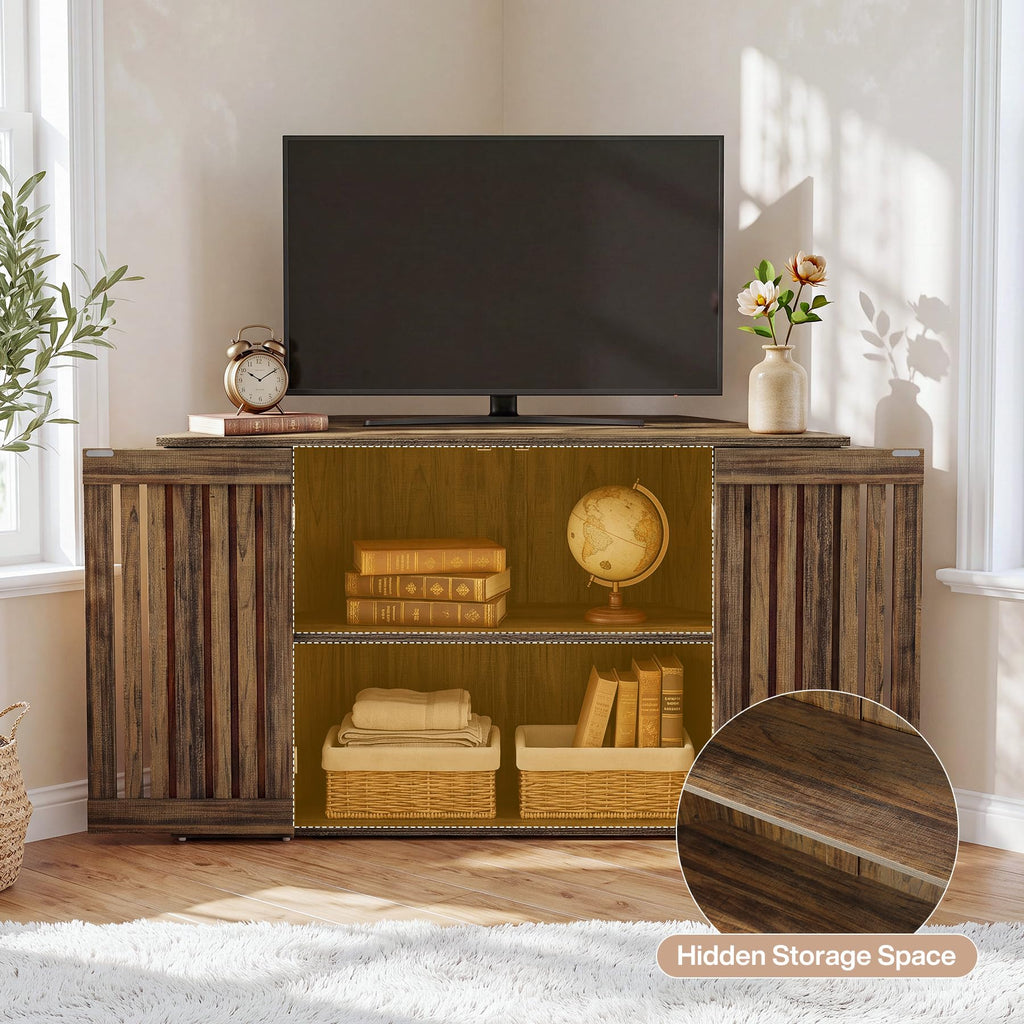 53" Farmhouse Corner TV Stand with Storage N582855