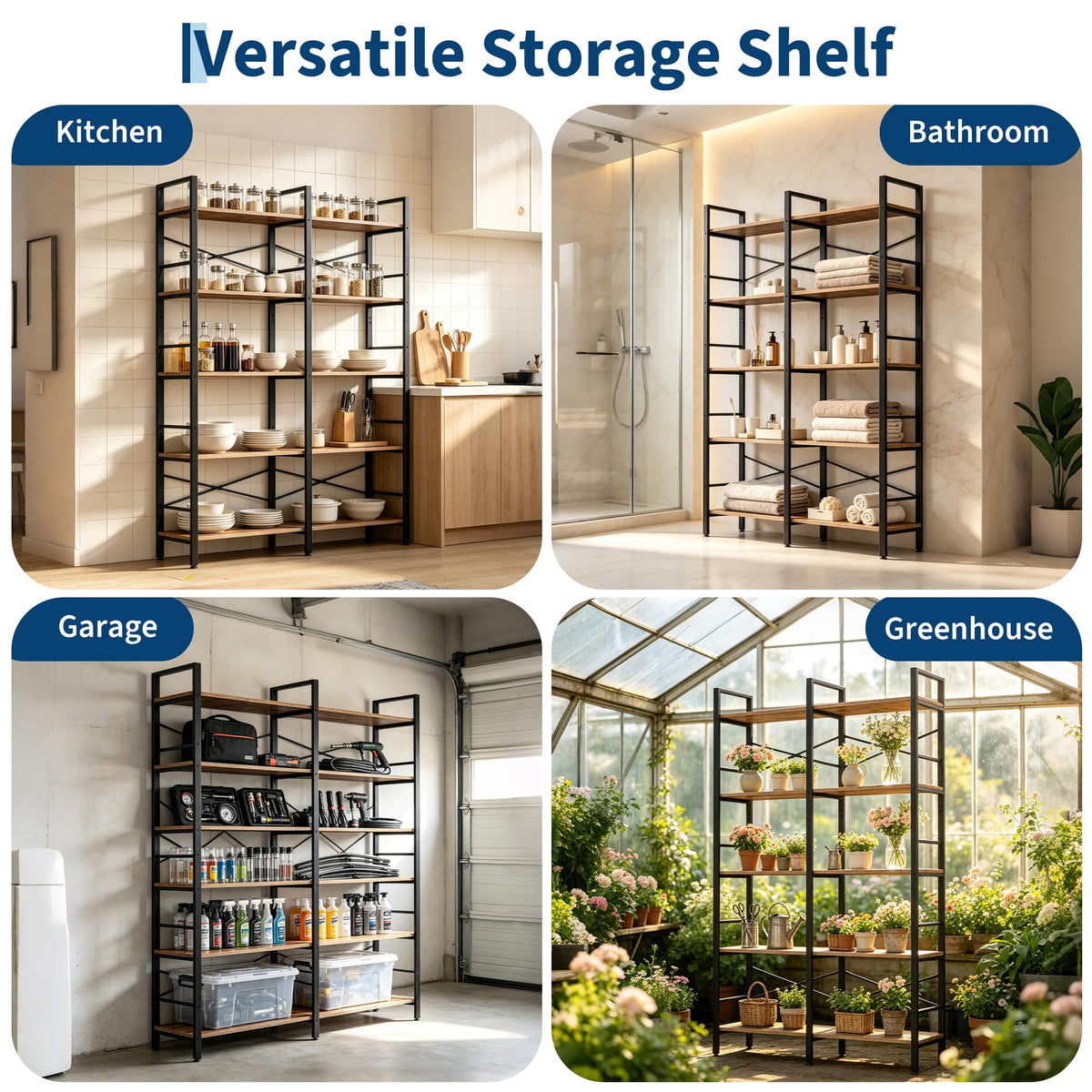 5 Tier Bookshelf with 10 Open Shelves R9181
