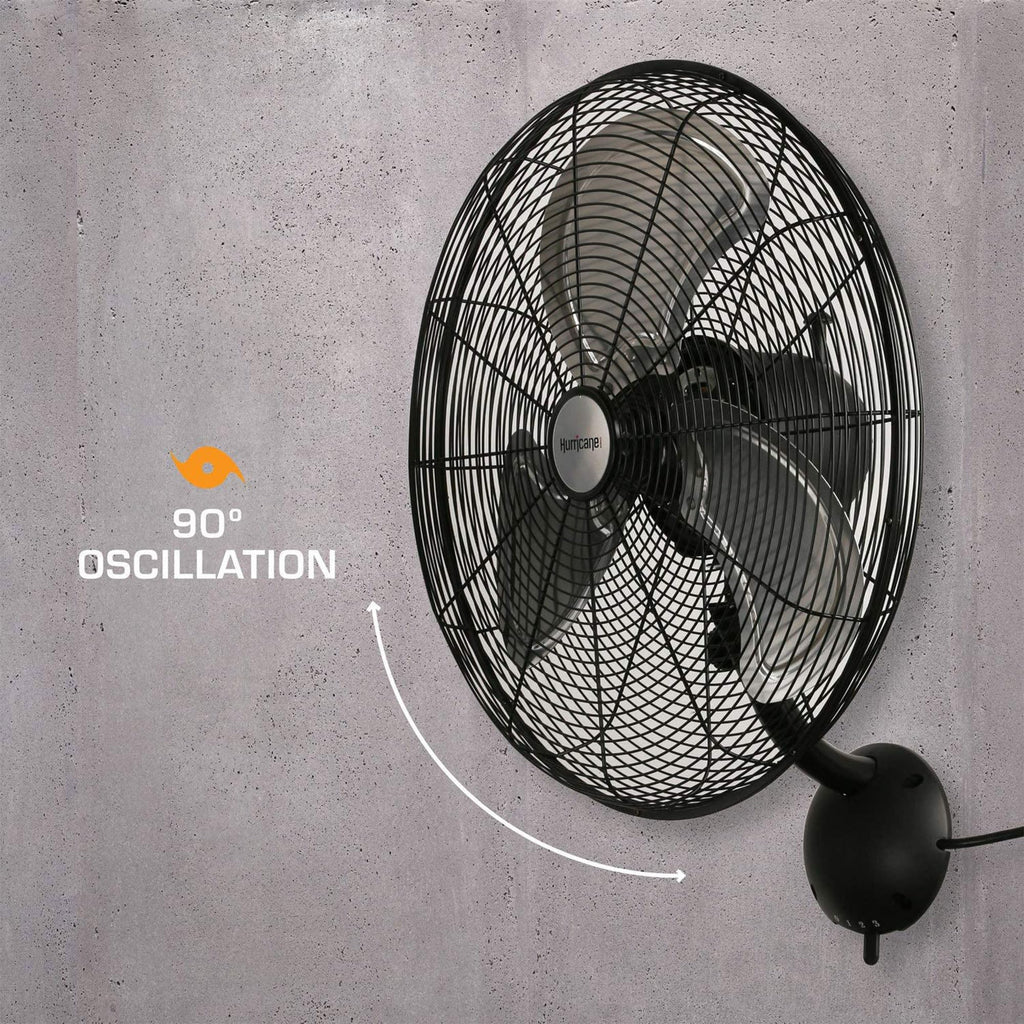Black 20in 3 Speed Oscillating Wall Fan E17886