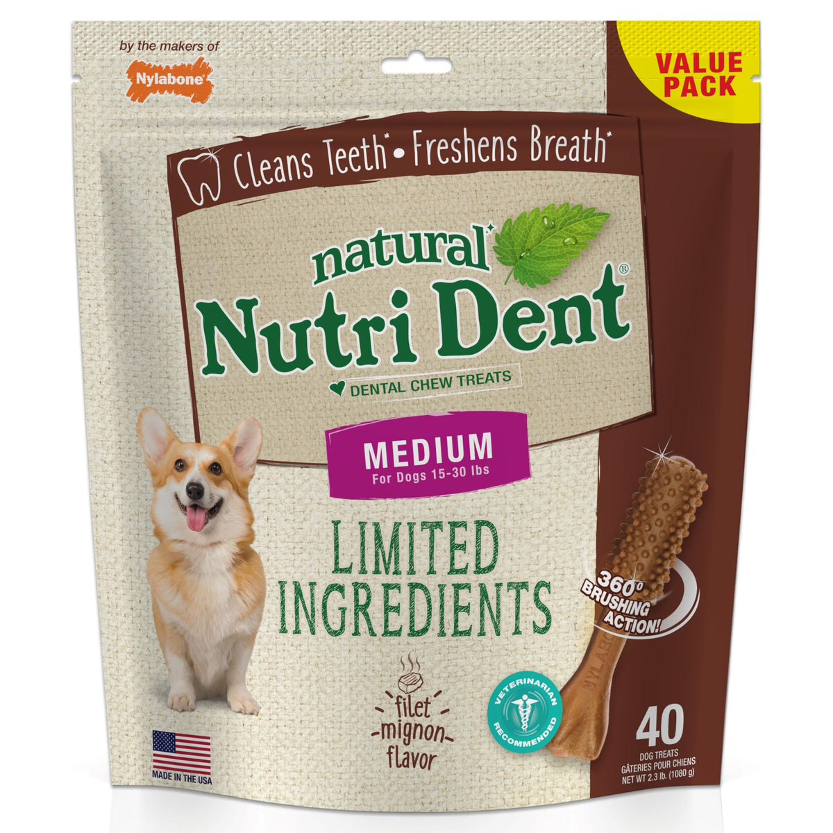 Filet Mignon Flavor Dog Dental Treats 40 Count V982813