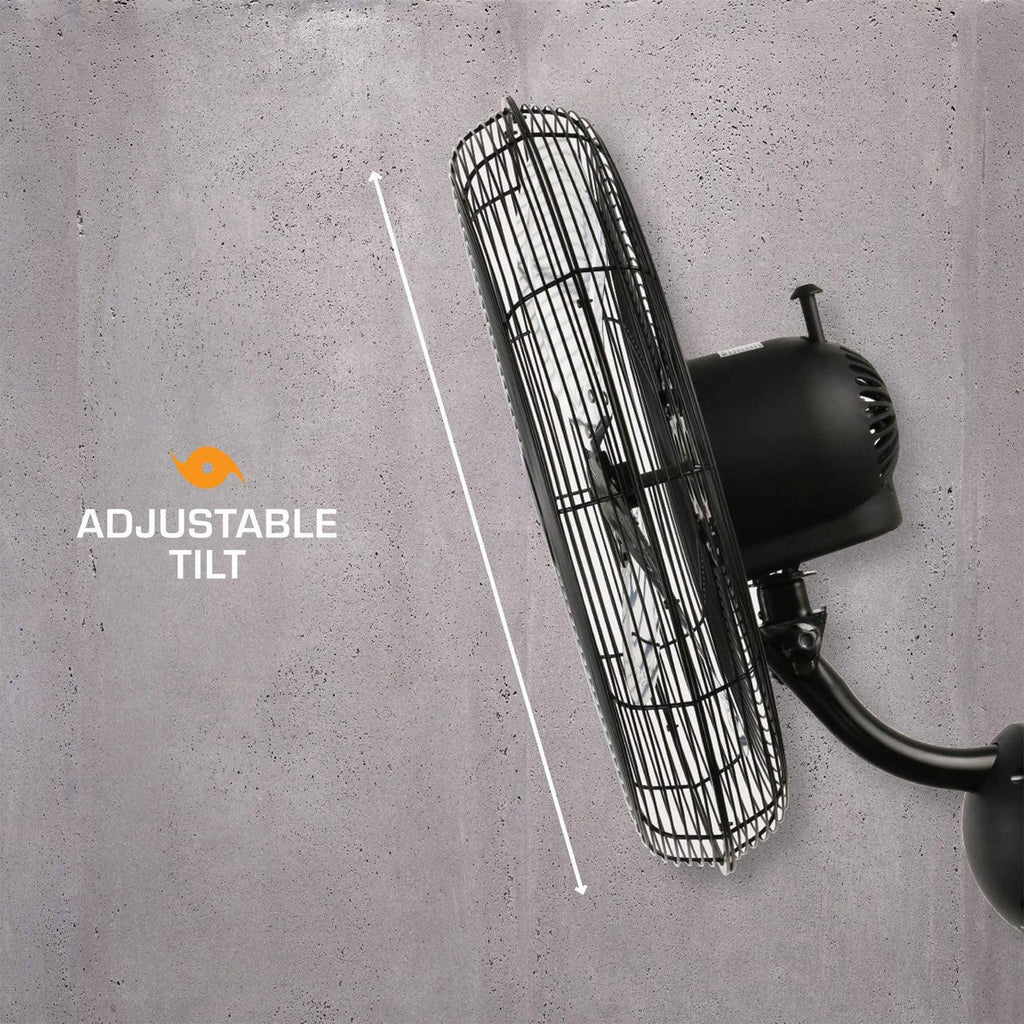 Black 20in 3 Speed Oscillating Wall Fan E17886