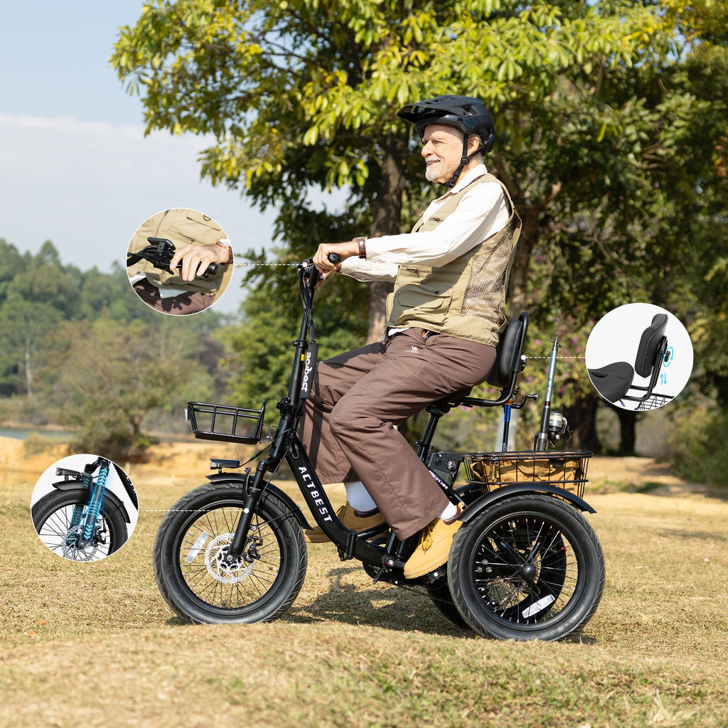 Electric Tricycle for Adults, 18"x3.0" Folding Step-Thru E Trike with 1200W Brushless Motor 48V 499.2Wh Removable Battery Q5131
