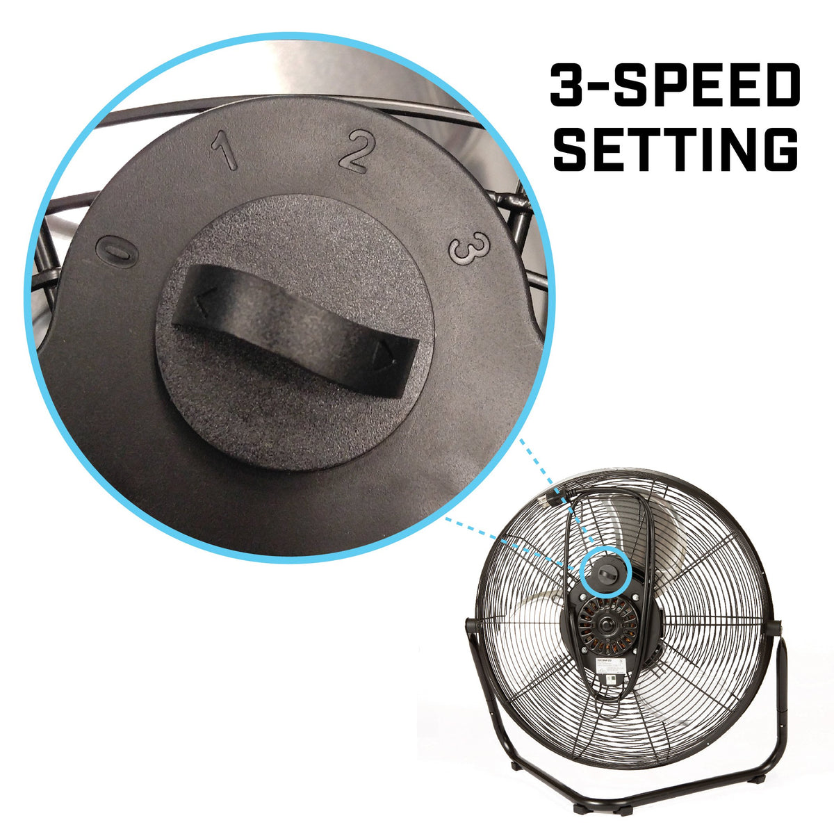 20" High Velocity Electric Floor Fan with 3-Speeds A354