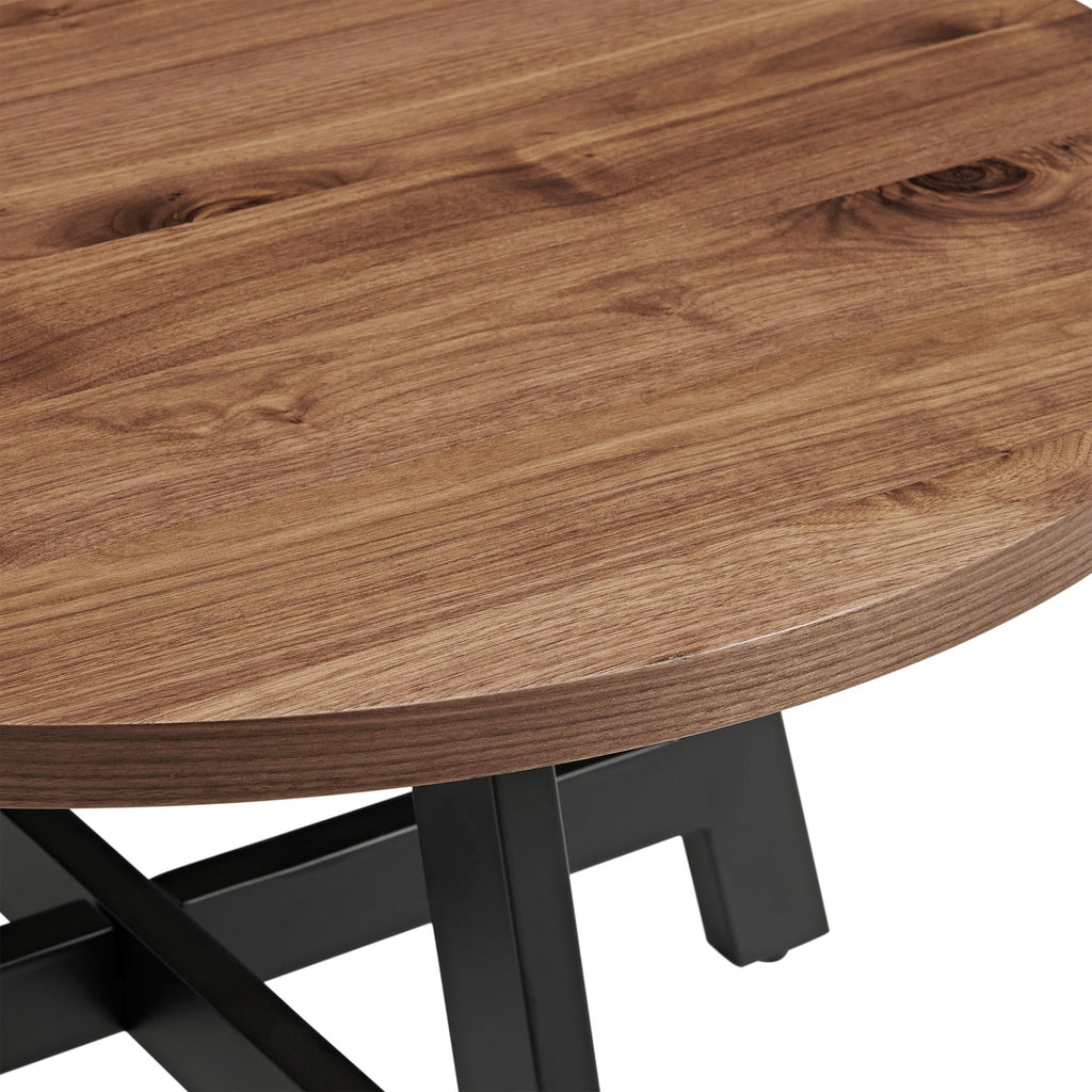 Round Wood Top Metal Base Coffee Table J13137